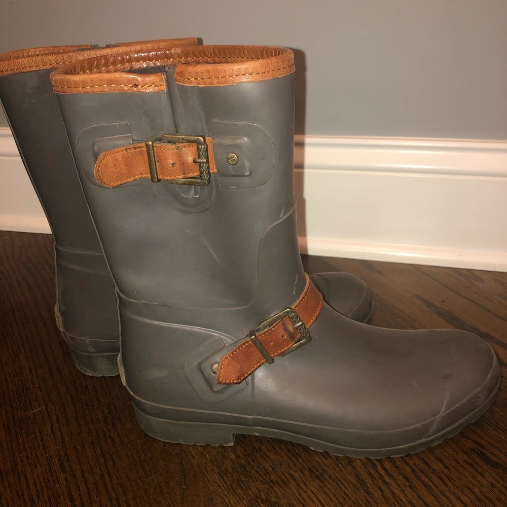 Grey Sperry Rain Boots